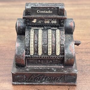 VINTAGE Miniature National Cash Register Pencil Sharpener Die-Cast Metal Antique